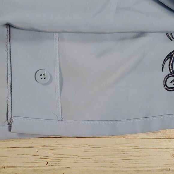 Tribal Design D Clothing Light Blue Embroidered Bowling Lounge Shirt‎ Size Large - Picture 8 of 9